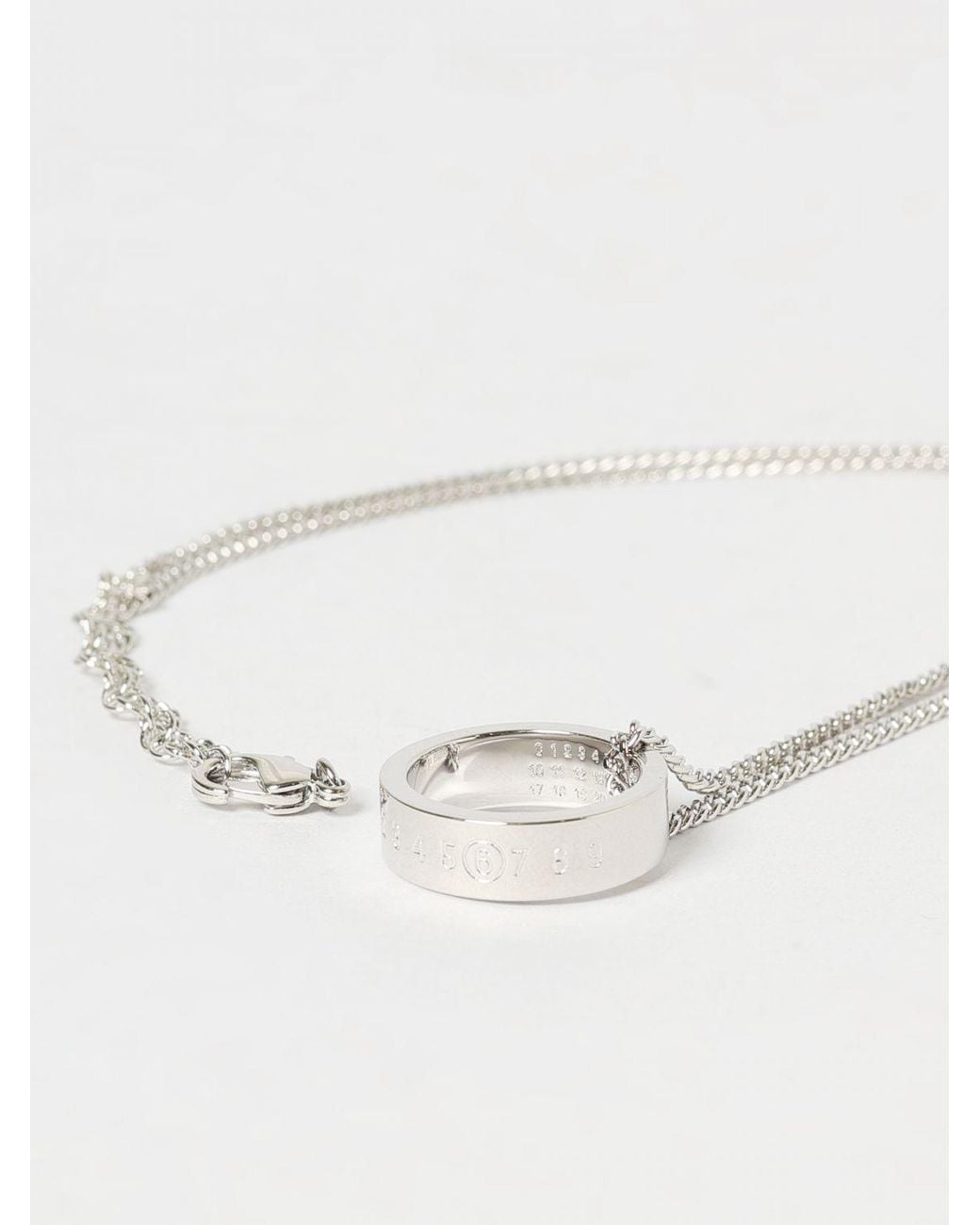 MM6 by Maison Margiela White Brass Necklace With Pendant