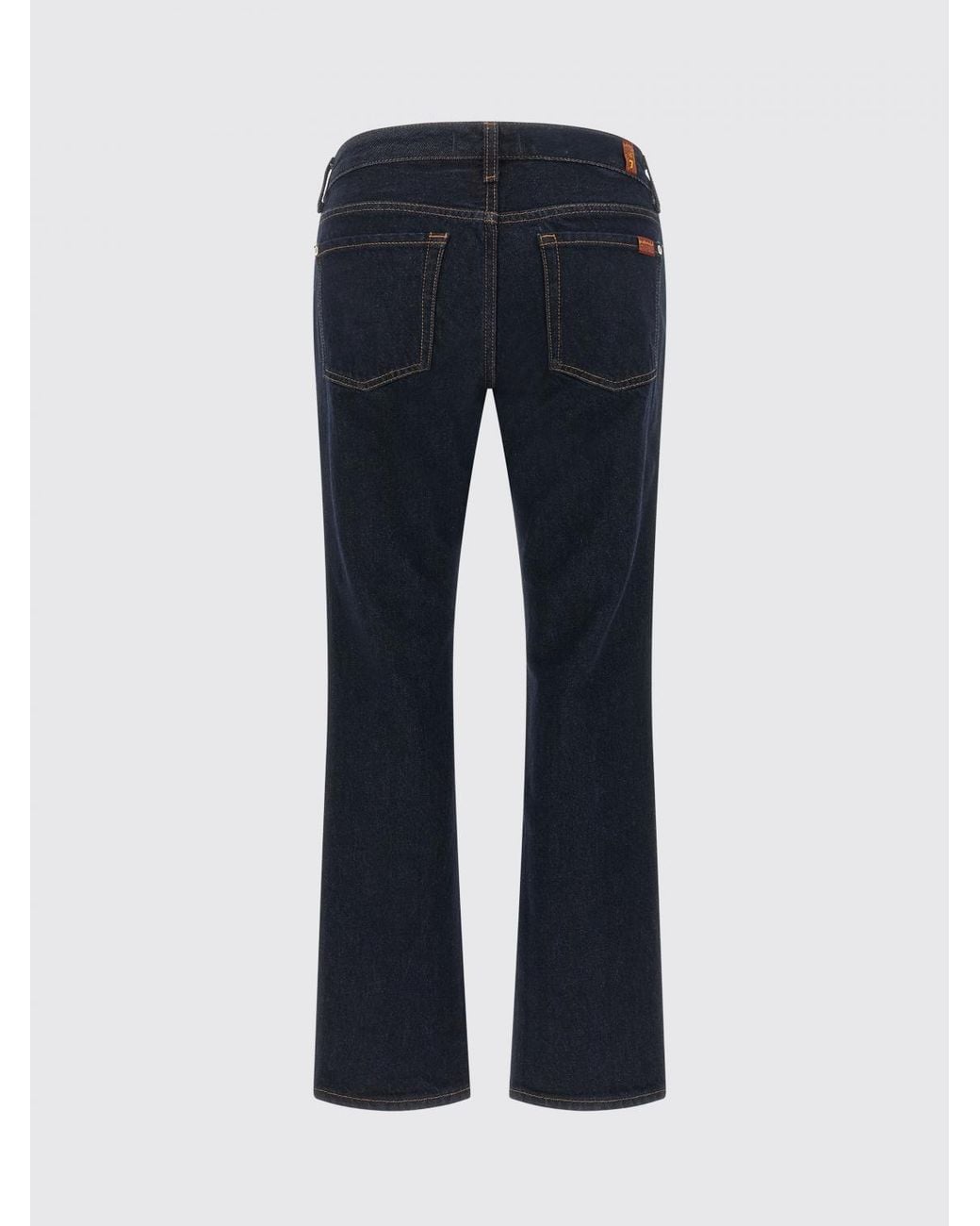 7 For All Mankind Blue High-Waisted Straight Leg Jeans