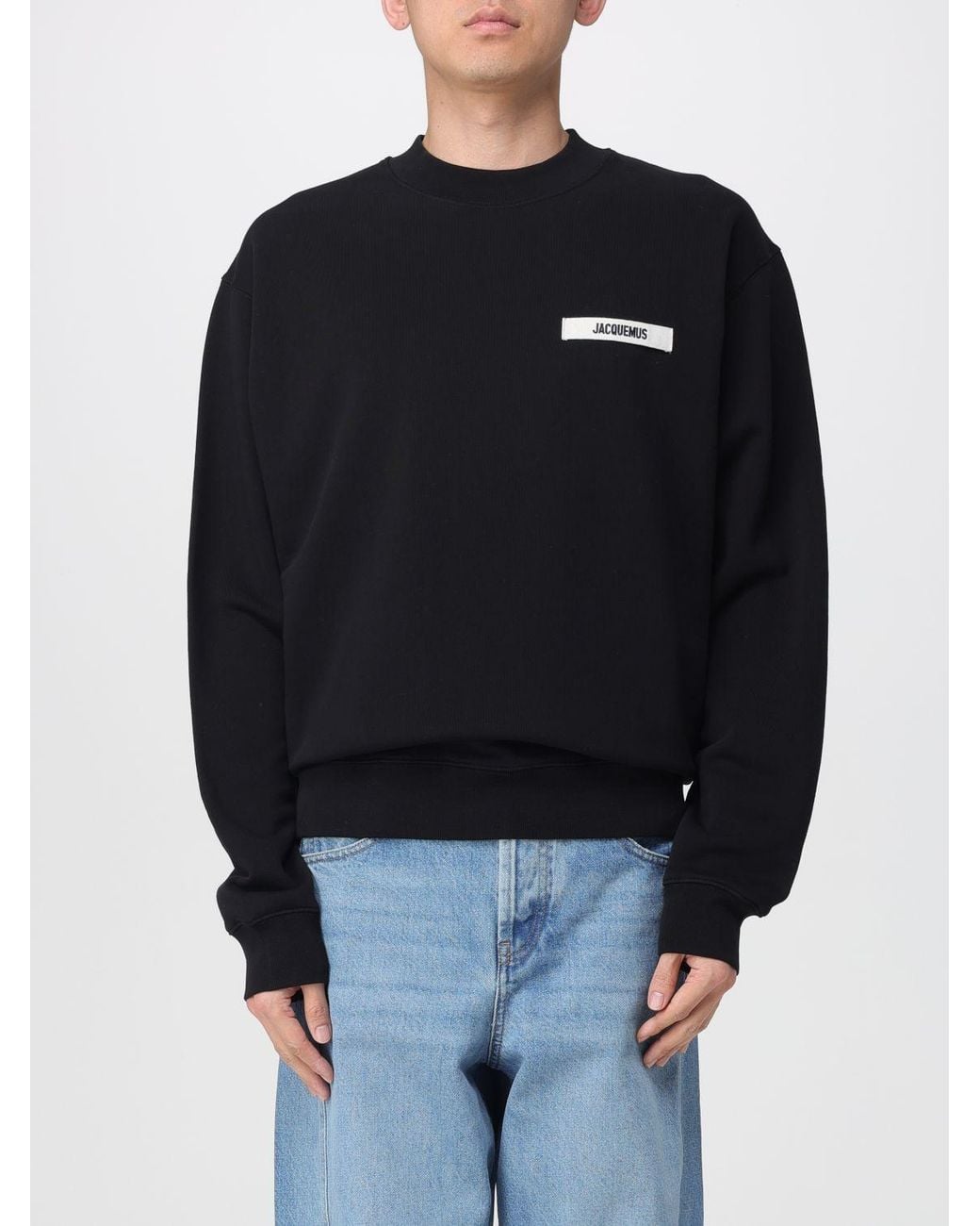 Jacquemus Blue Logo Cotton Crewneck Sweatshirt for men
