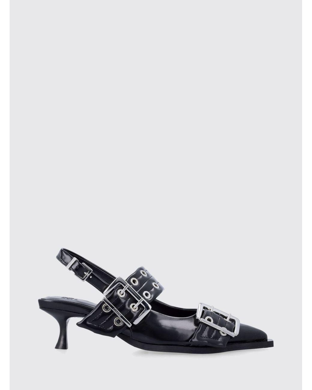 Ganni White Leather Blend Slingback Pumps