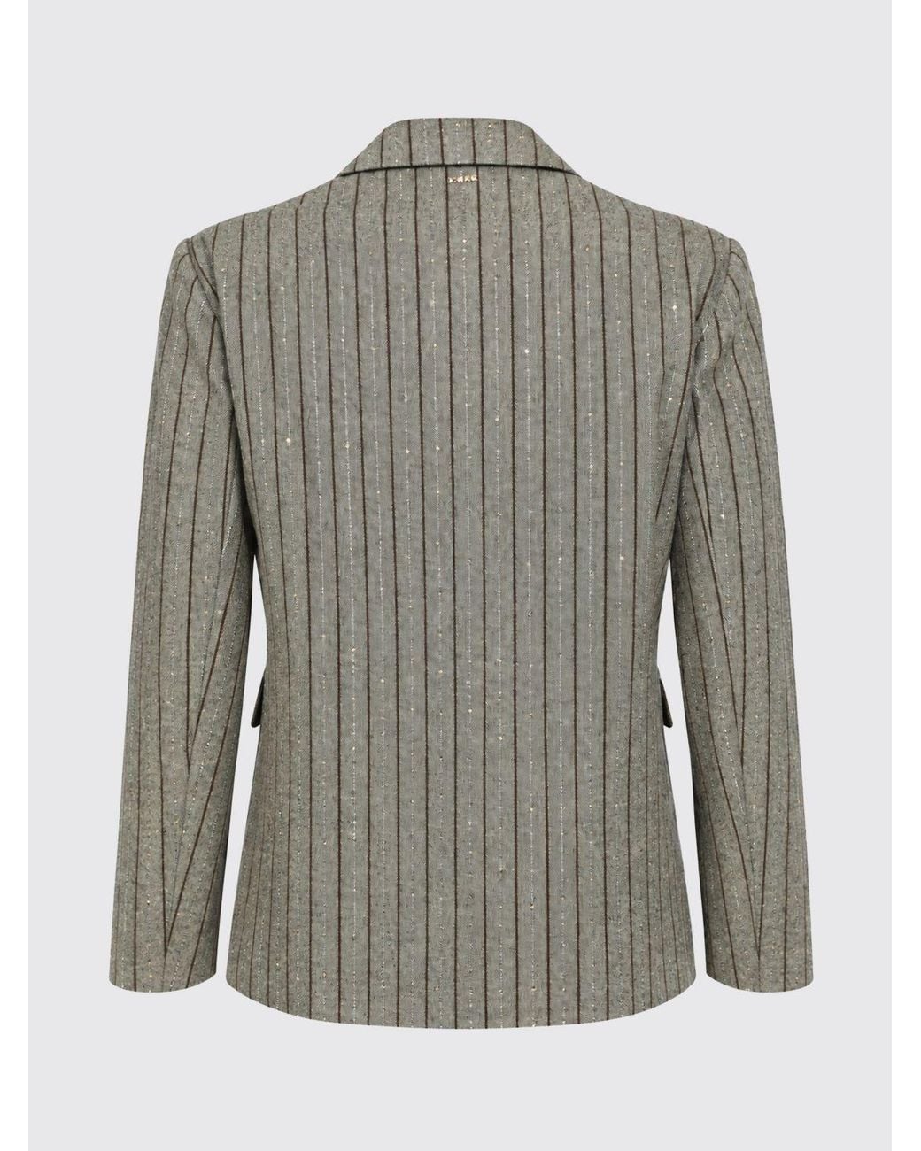 Twinset Gray Pinstriped Cropped Blazer