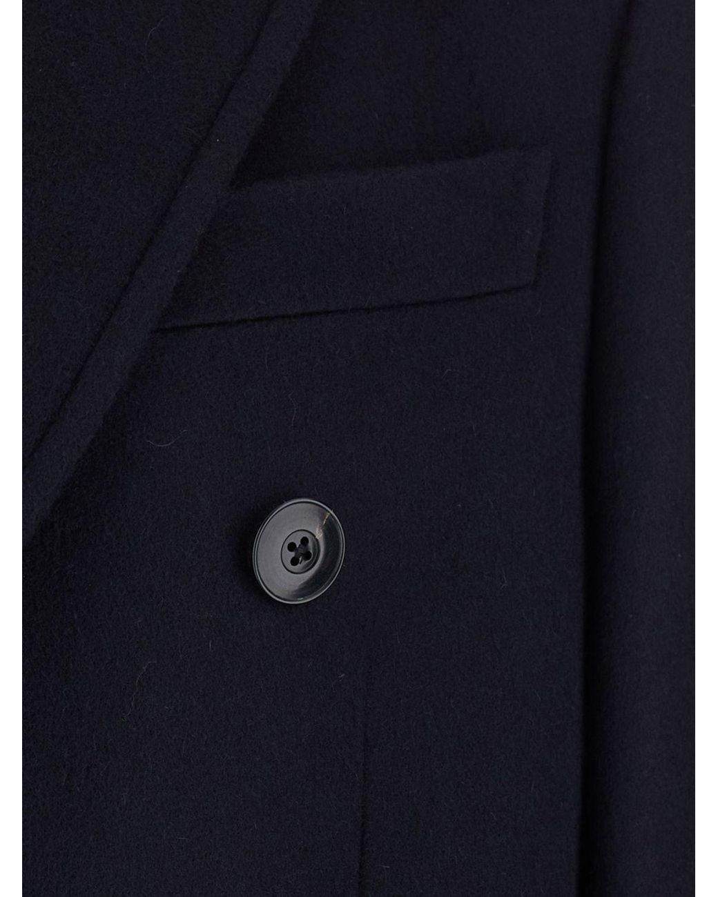 Emporio Armani Blue Knee-Length Double-Breasted Coat for men