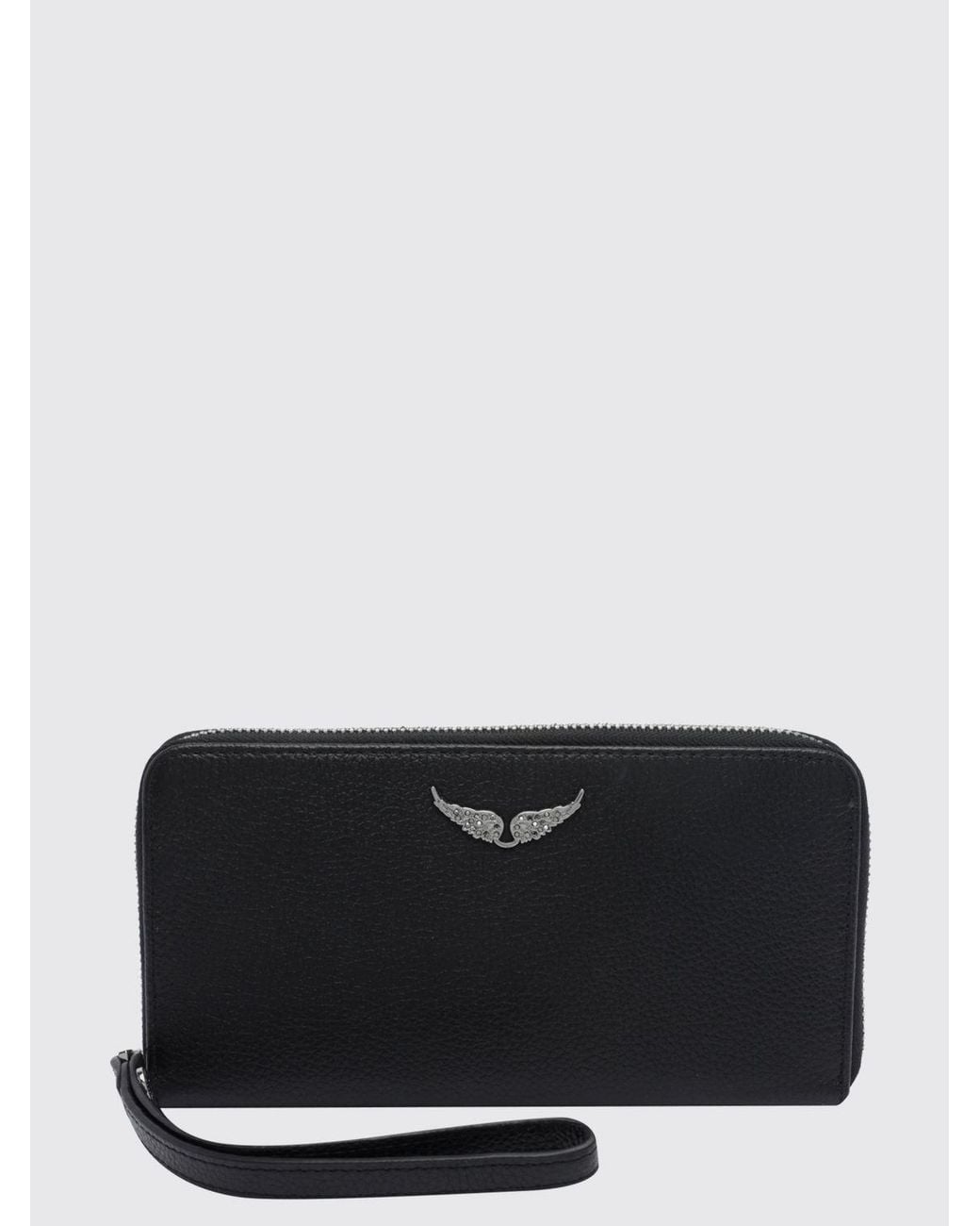 Zadig & Voltaire Black Zadig &Amp Voltaire Grained Leather Continental Wallet With Wrist Strap