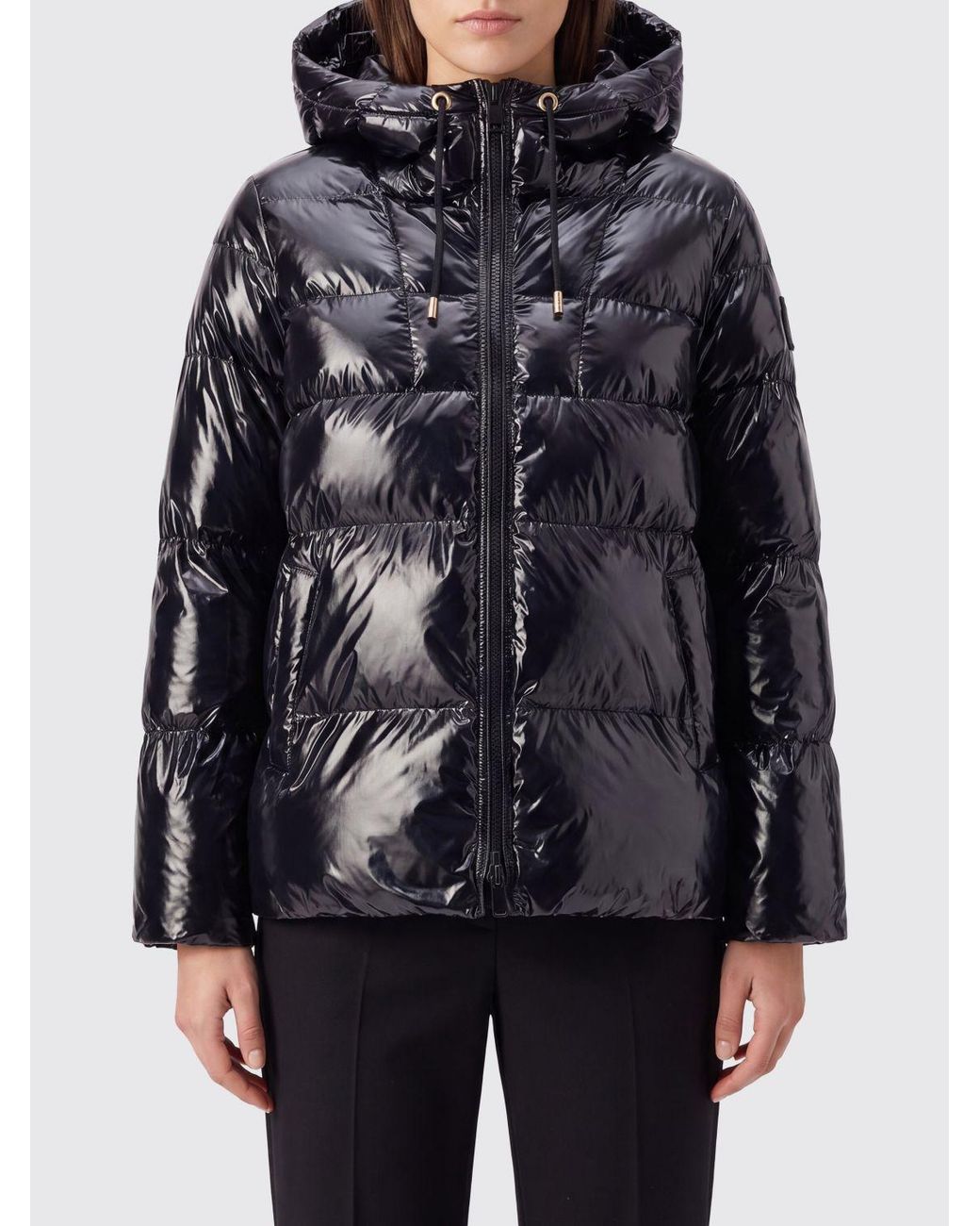 Pinko Black Quilted Waterproof Nylon Short Puffer Jacket With Hood And Elasticated Cuffs