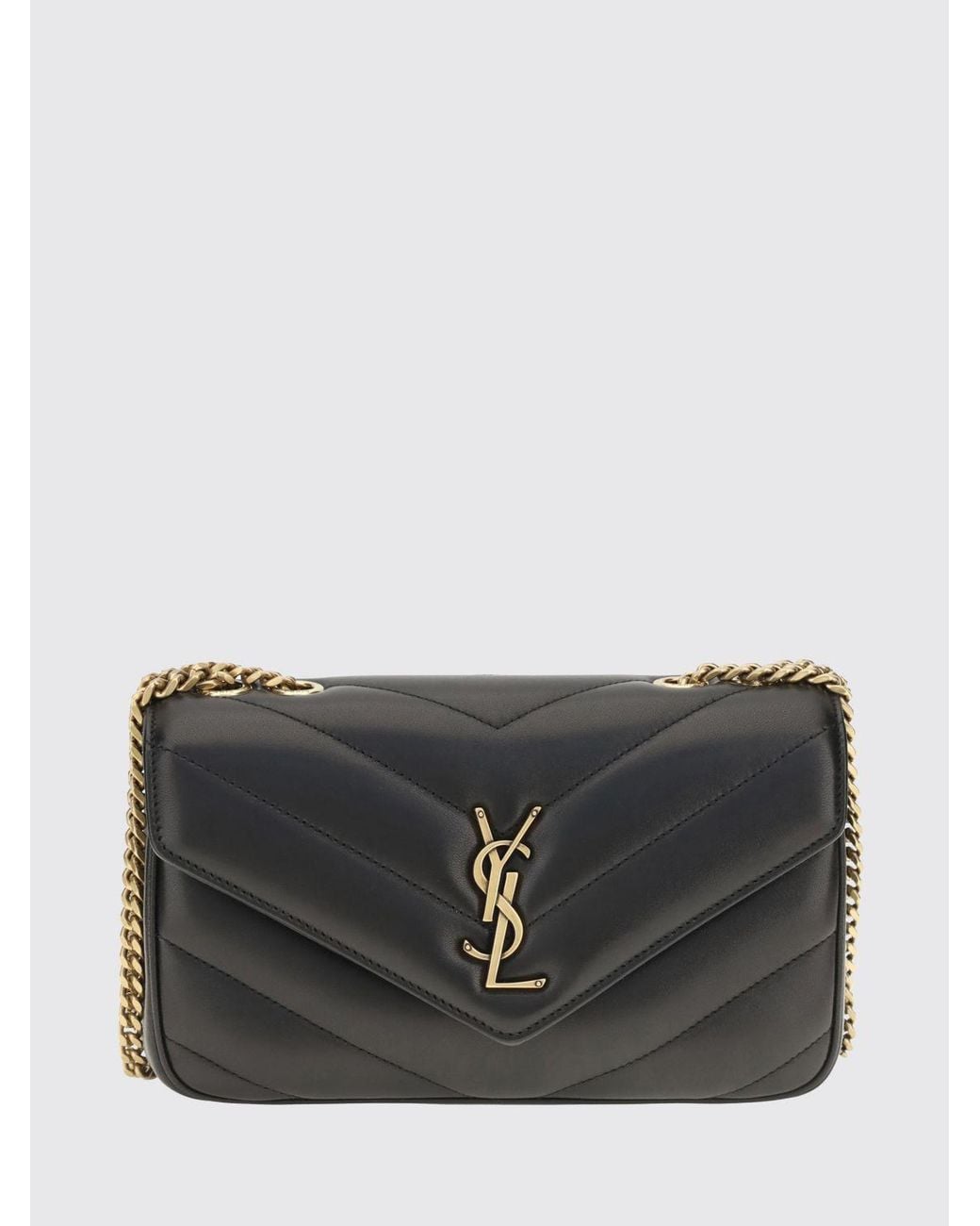 Saint Laurent Black Loulou Matelassé Leather Shoulder Bag With Chevron Quilting