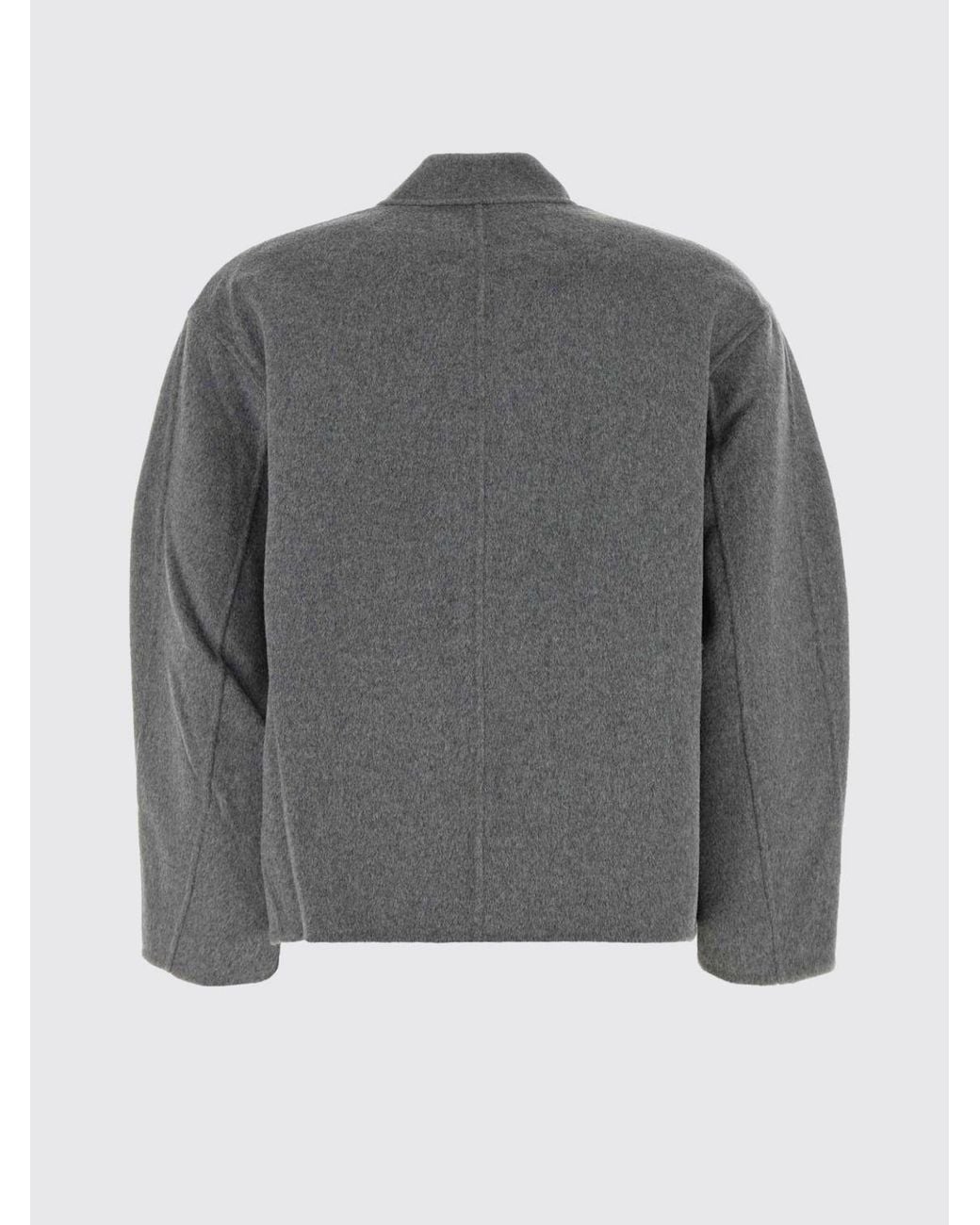 Soeur Gray Single-Breasted Short Wool-Blend Coat With Dropped Shoulders