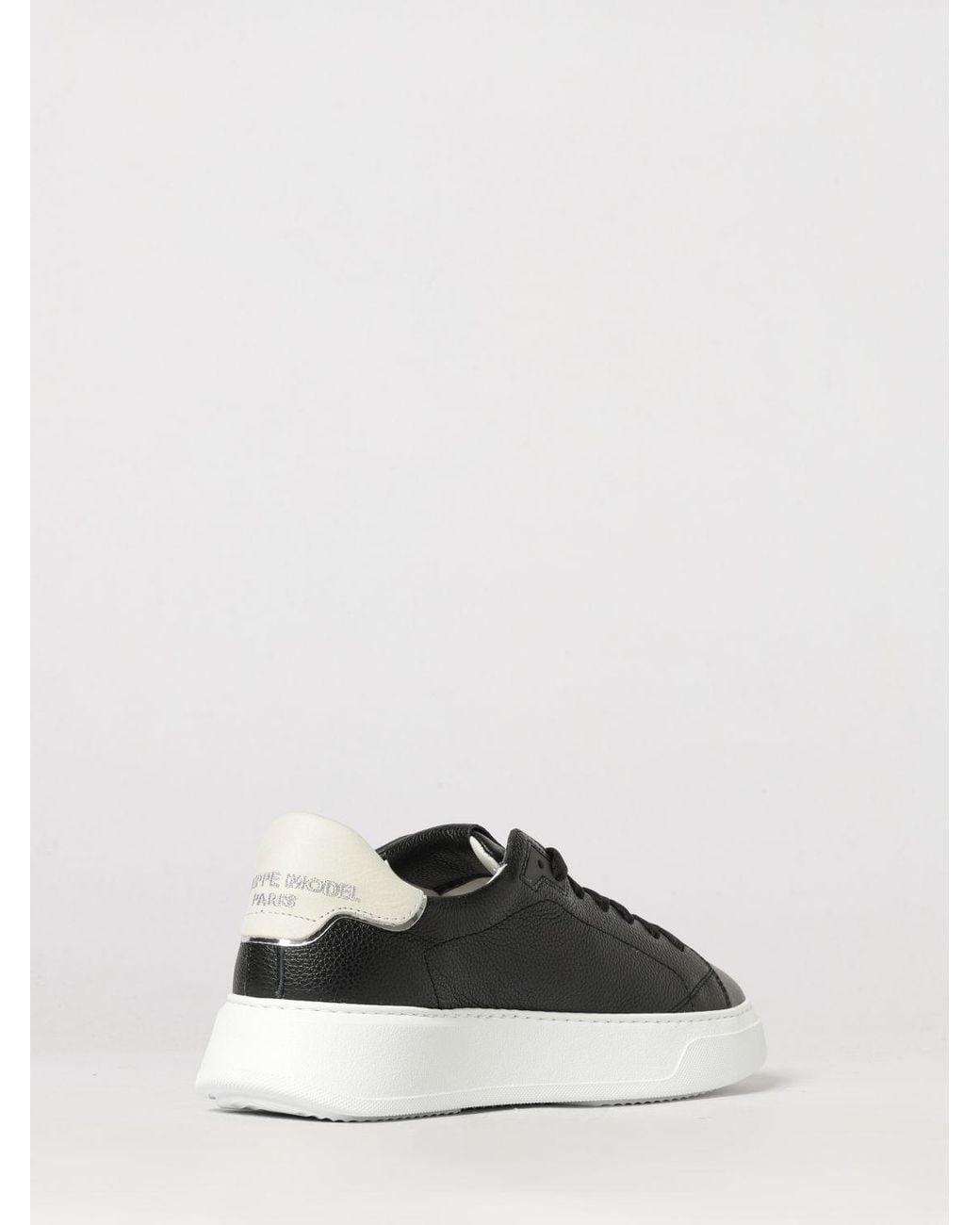 Philippe Model White Temple Low Smooth Calfskin Low-Top Sneakers With Shield Logo for men