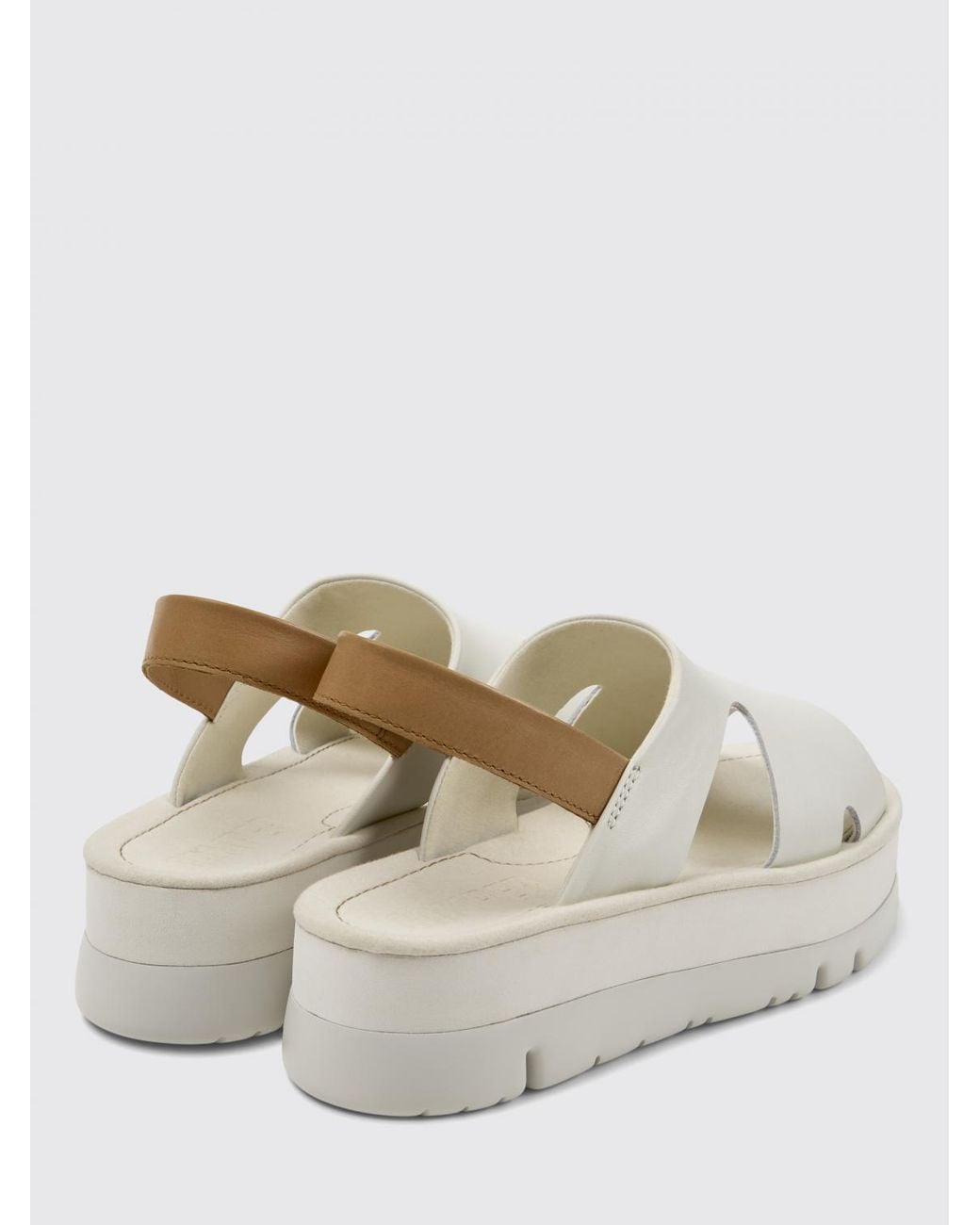 Camper White Beet Platform Sandal Leather