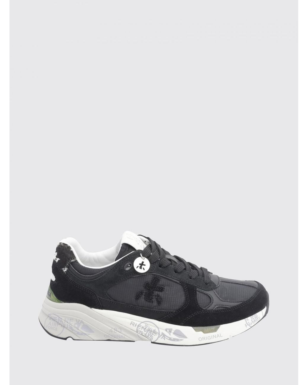 Premiata Black Mased Suede And Technical Fabric Low-Top Sneakers With Logo