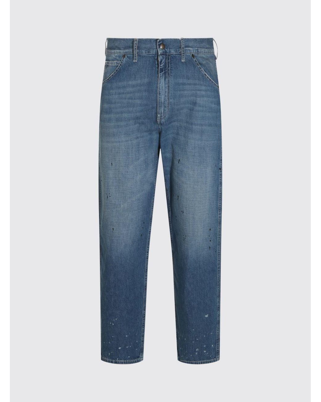 Maison Margiela Blue Straight Fit Abstract Print Cotton Denim Jeans for men