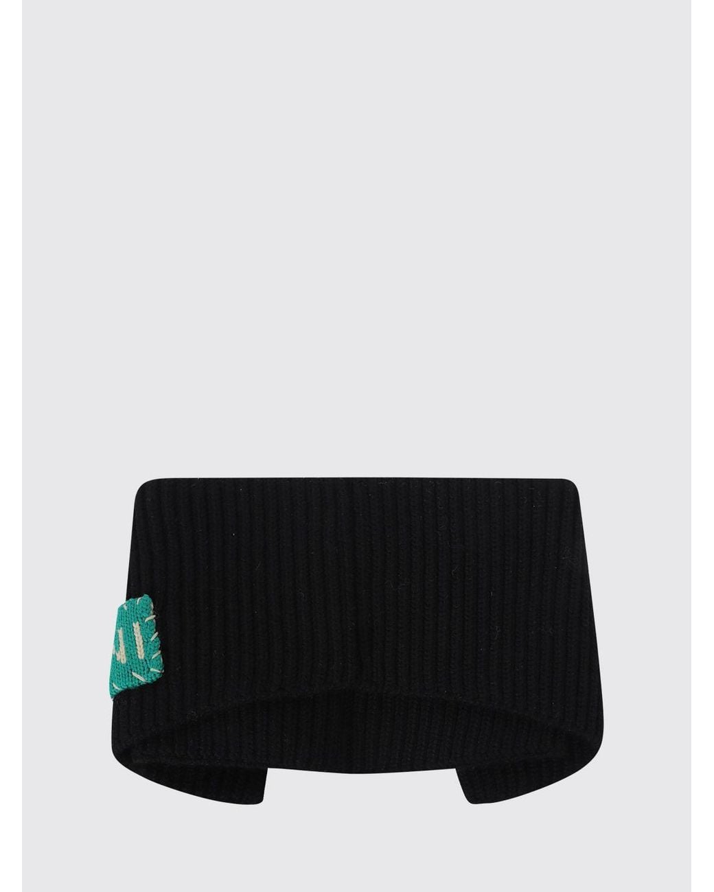 Marni Black Pure Virgin Wool Neck Warmer With Contrast Logo And Straight Hem for men