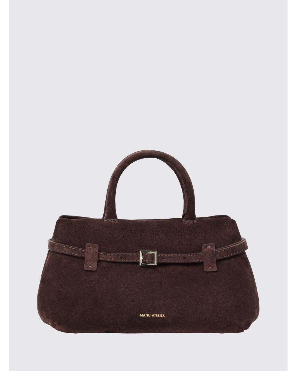 MANU Atelier Brown Le Cambon 25 Leather Handbag With Removable Shoulder Strap