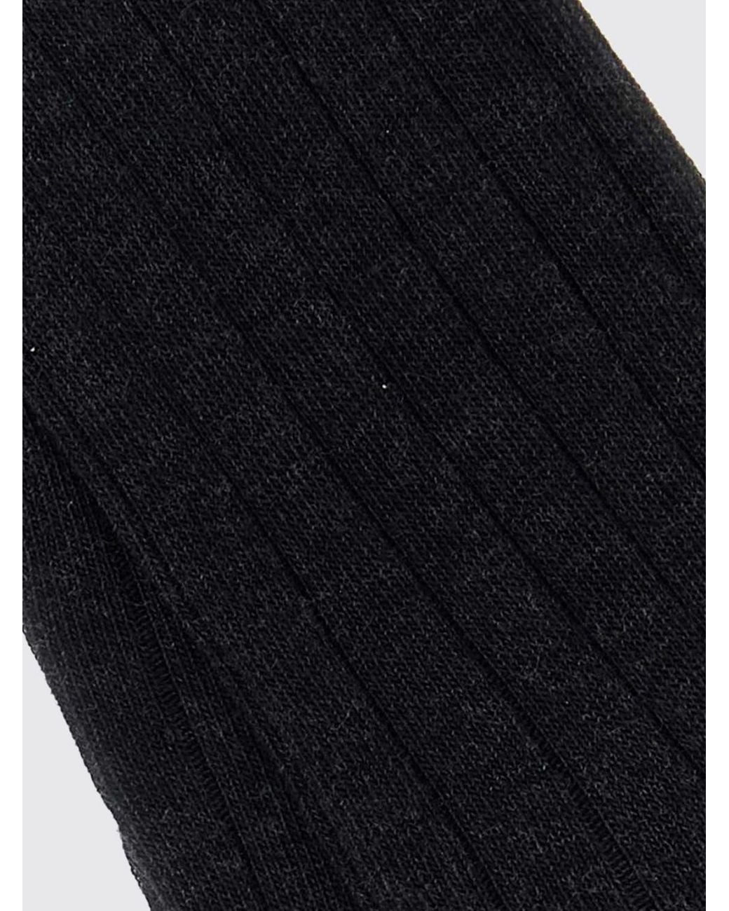 Gallo Black Ribbed Crew Socks for men