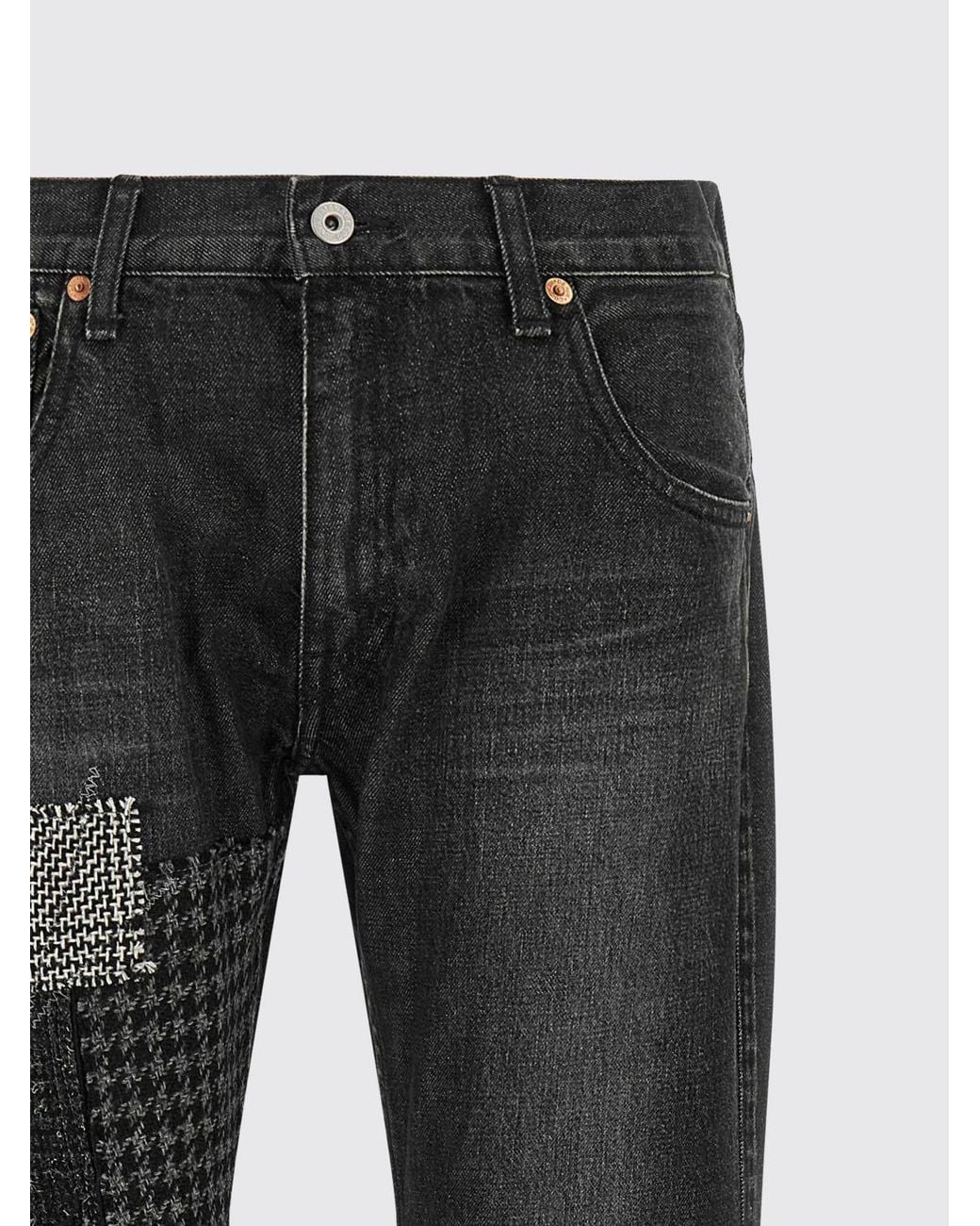 Junya Watanabe Black Low-Rise Patchwork Flared Jeans