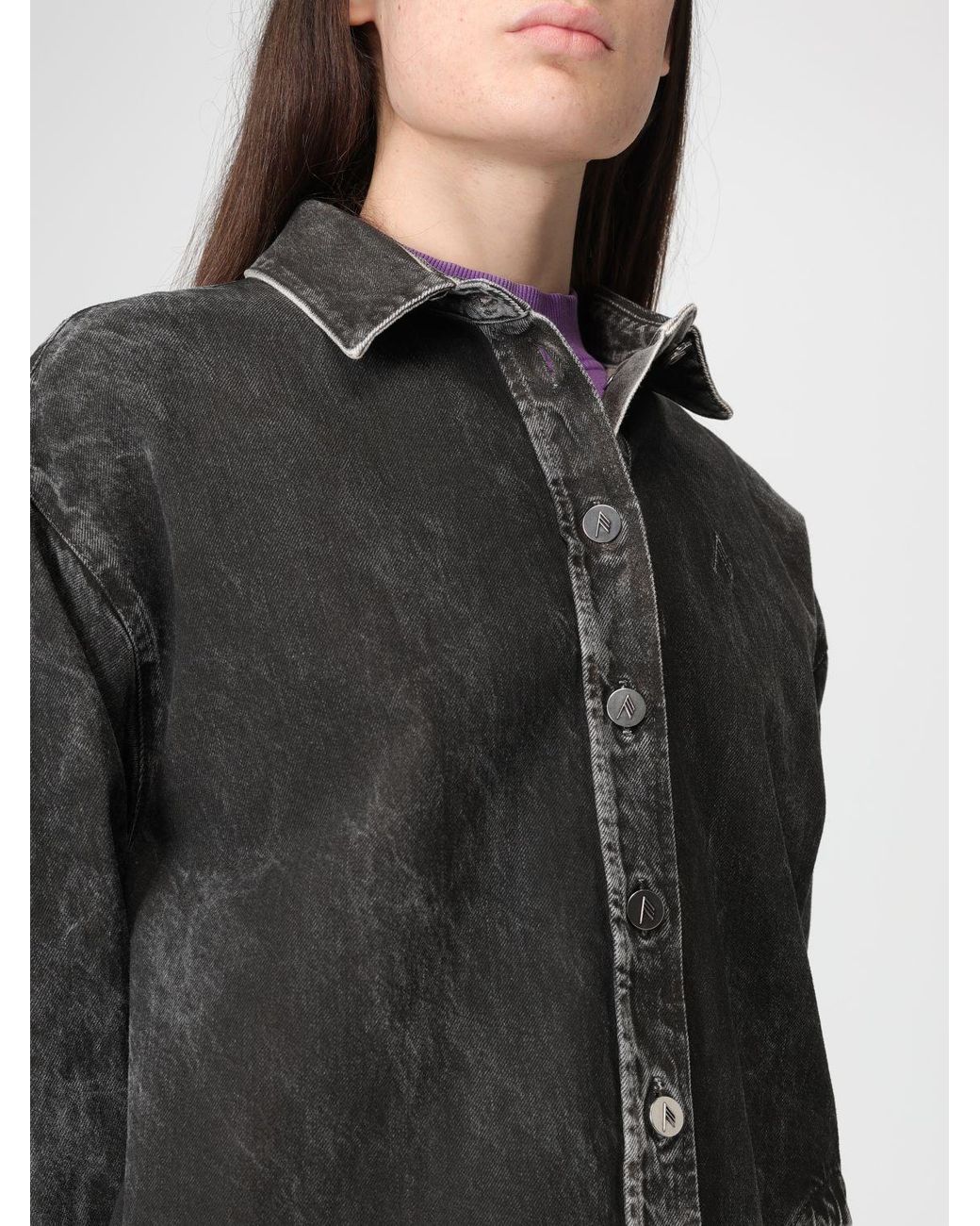 The Attico Gray Cotton Denim Shirt