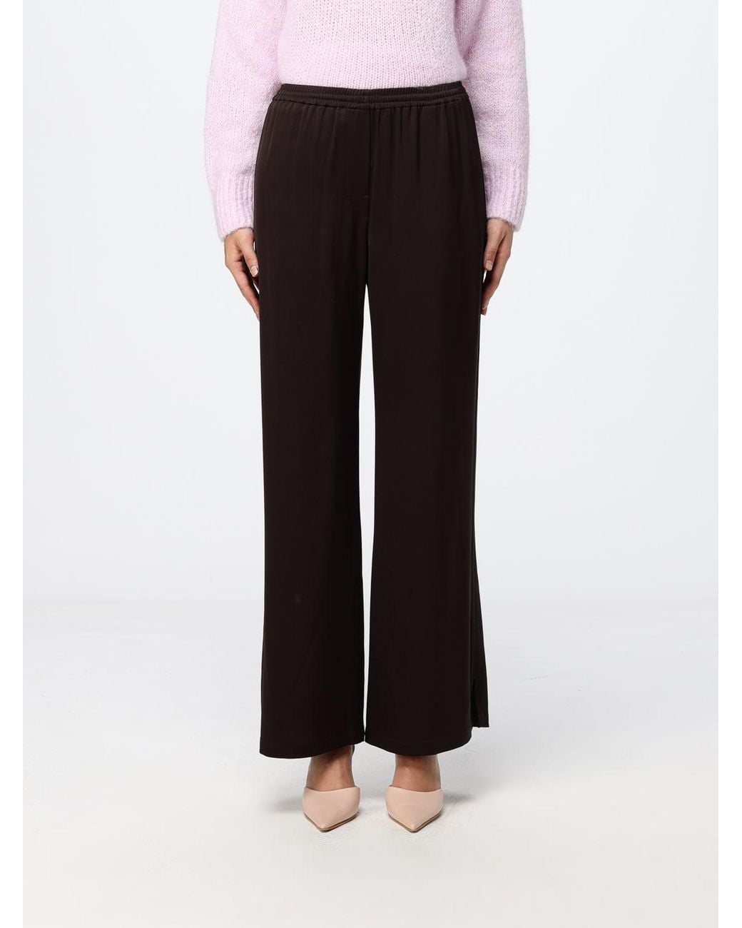 Filippa K Brown High-Waisted Jersey Palazzo Trousers With Elastic Waistband
