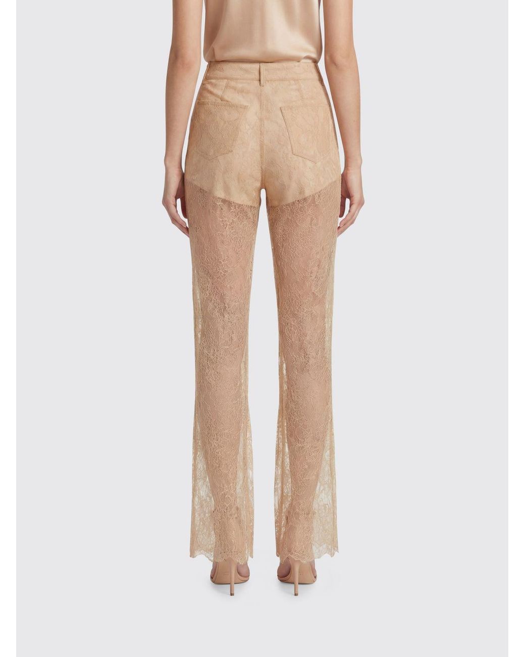 GIUSEPPE DI MORABITO Natural Lace Slim Fit Trousers