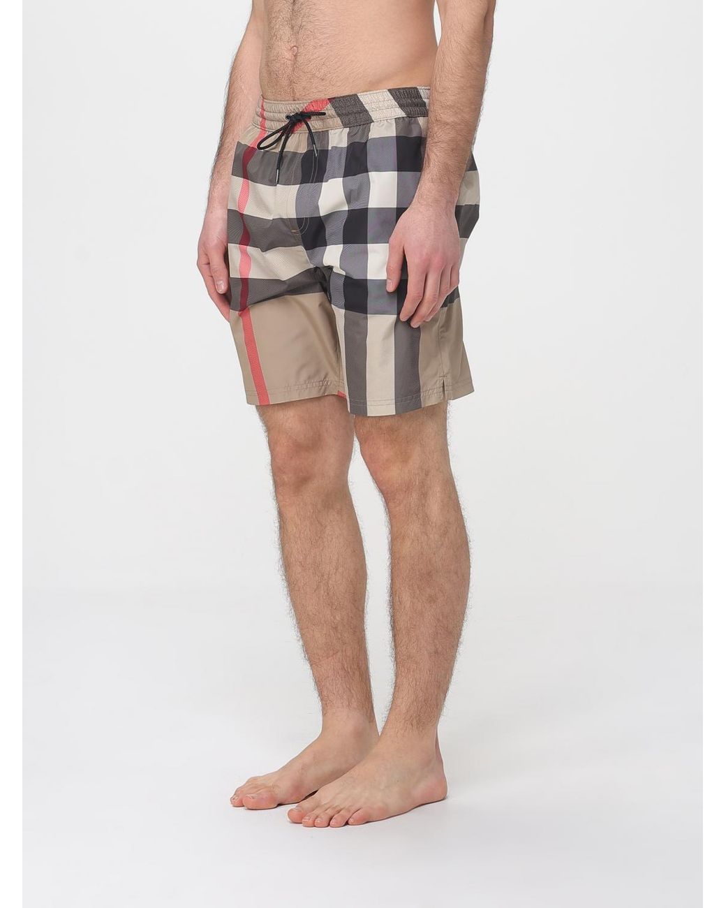 Burberry Natural Check Print Polyester Swim Trunks for men