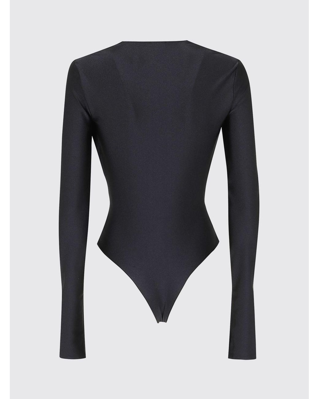 ANDAMANE Black Long-Sleeved Deep V-Neck Jersey Bodysuit