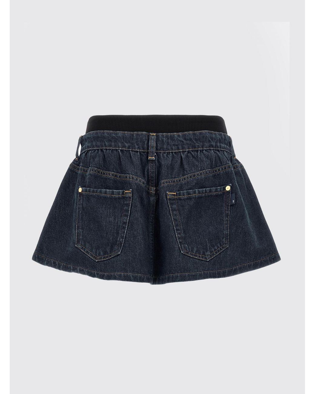 7 For All Mankind Blue Cotton Denim Mini Skirt