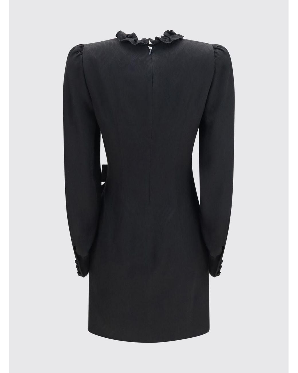Alessandra Rich Black Pure Silk Wrap Mini Dress With Rouches Collar