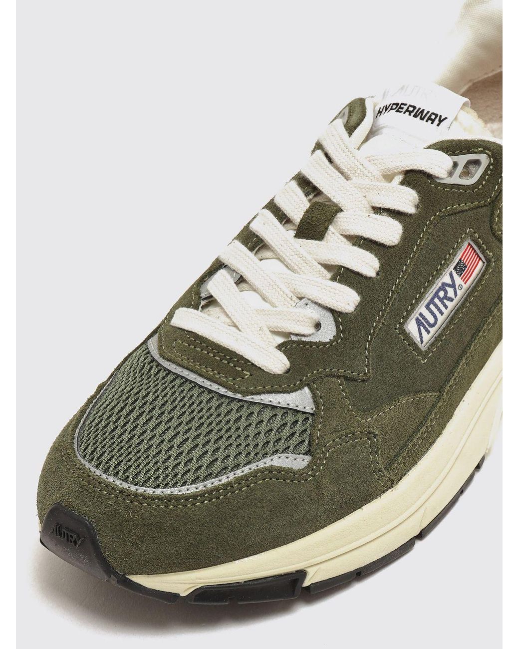 Autry Green Hyperway Bicolour Leather And Mesh Low-Top Sneakers for men