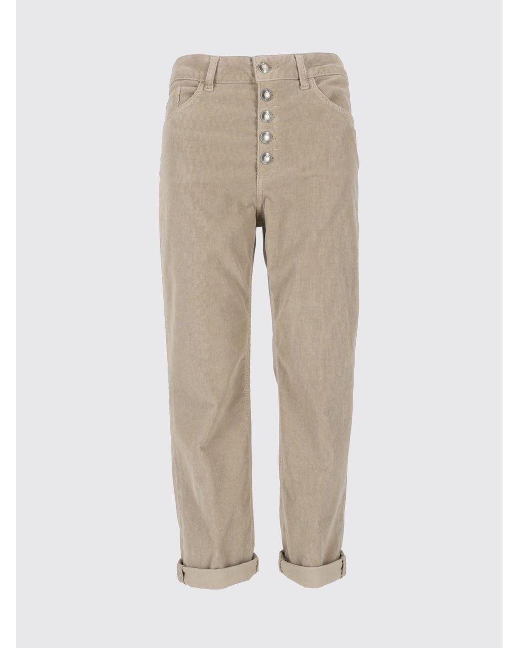 Dondup Natural Koons Straight Cropped Velvet Jeans
