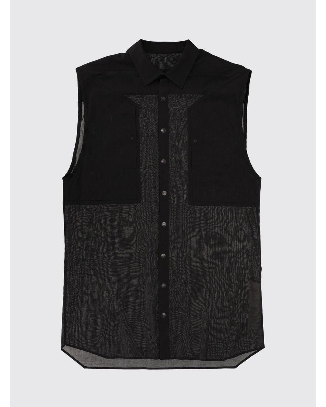 Rick Owens Black Sleeveless Cotton Shirt for men