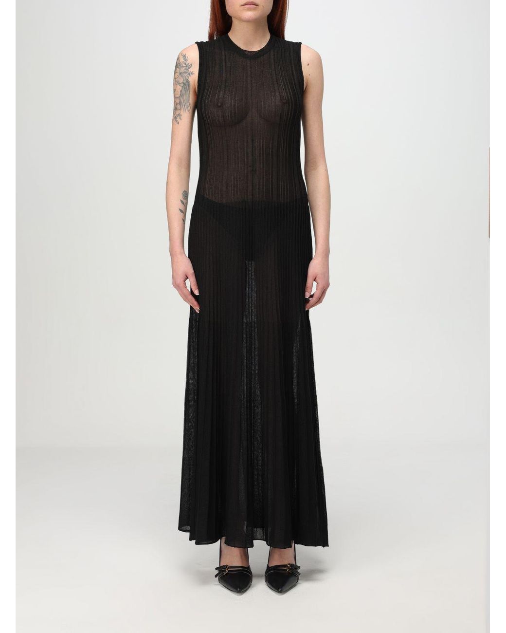 ワンピース FEDERICA TOSI Federica Tosi Dresses Black FEDERICA TOSI - Black American Neck Dress – TRYME Shop
