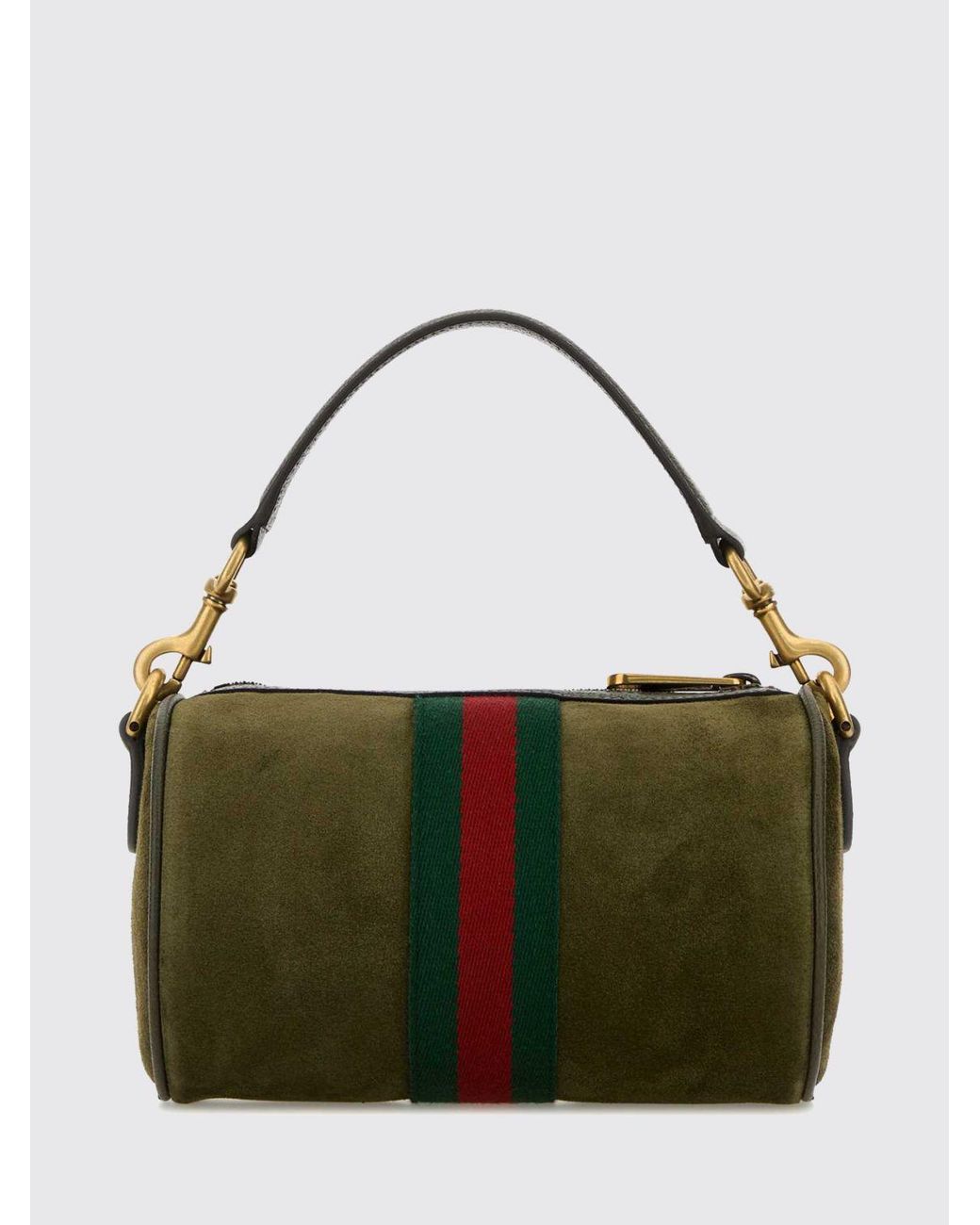 Gucci Green Ophidia Cylindrical Suede Shoulder Bag With Web Stripe for men