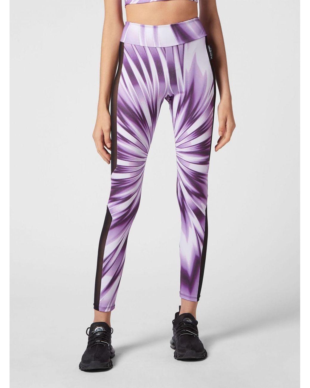 Philipp Plein Purple High-Waisted Abstract Print Leggings
