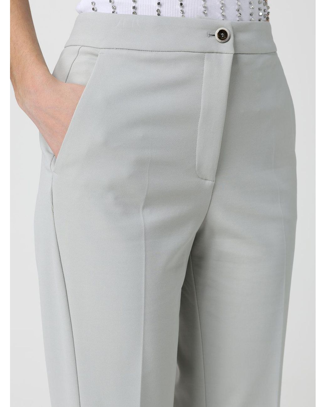 Pinko Gray Classic Crêpe Trousers