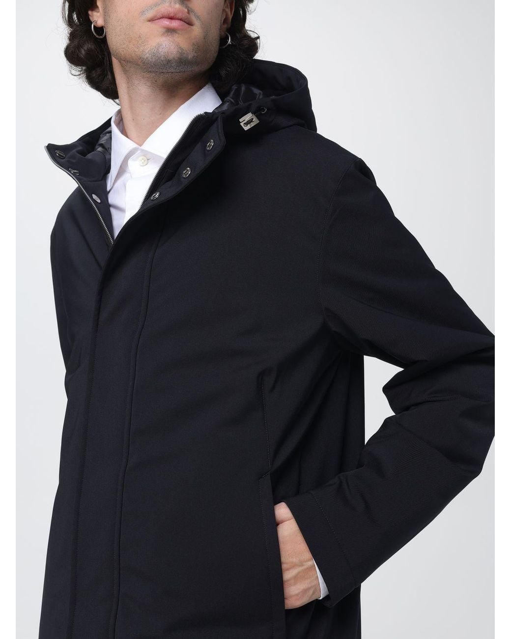 Herno Blue Hooded Padded Windbreaker Jacket for men