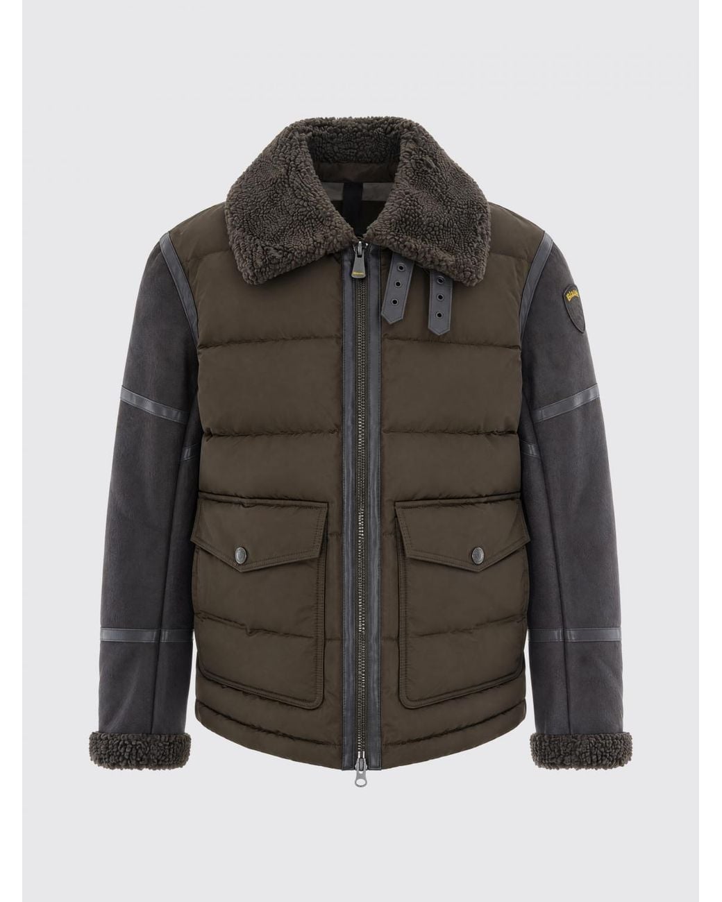 Blauer Black Padded Nylon Jacket With Faux Fur Collar for men