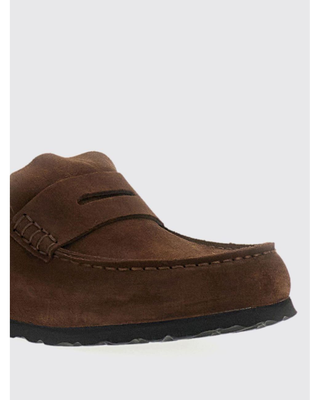 Birkenstock Brown Naples Suede Leather Mules With A Round Toe