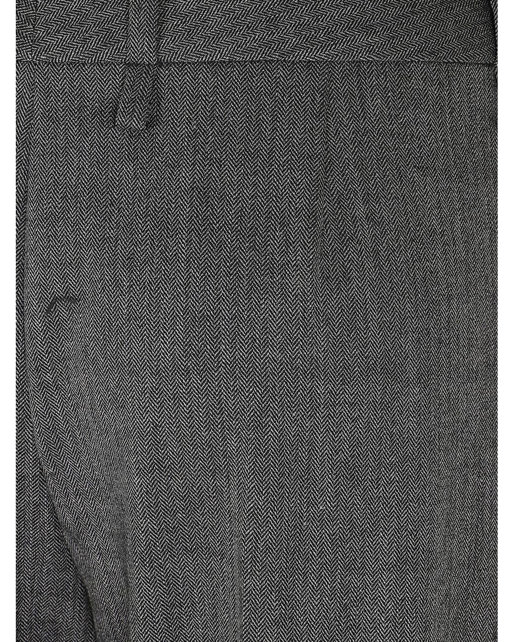 Ermanno Scervino Gray High-Waisted Wide-Leg Chevron Trousers