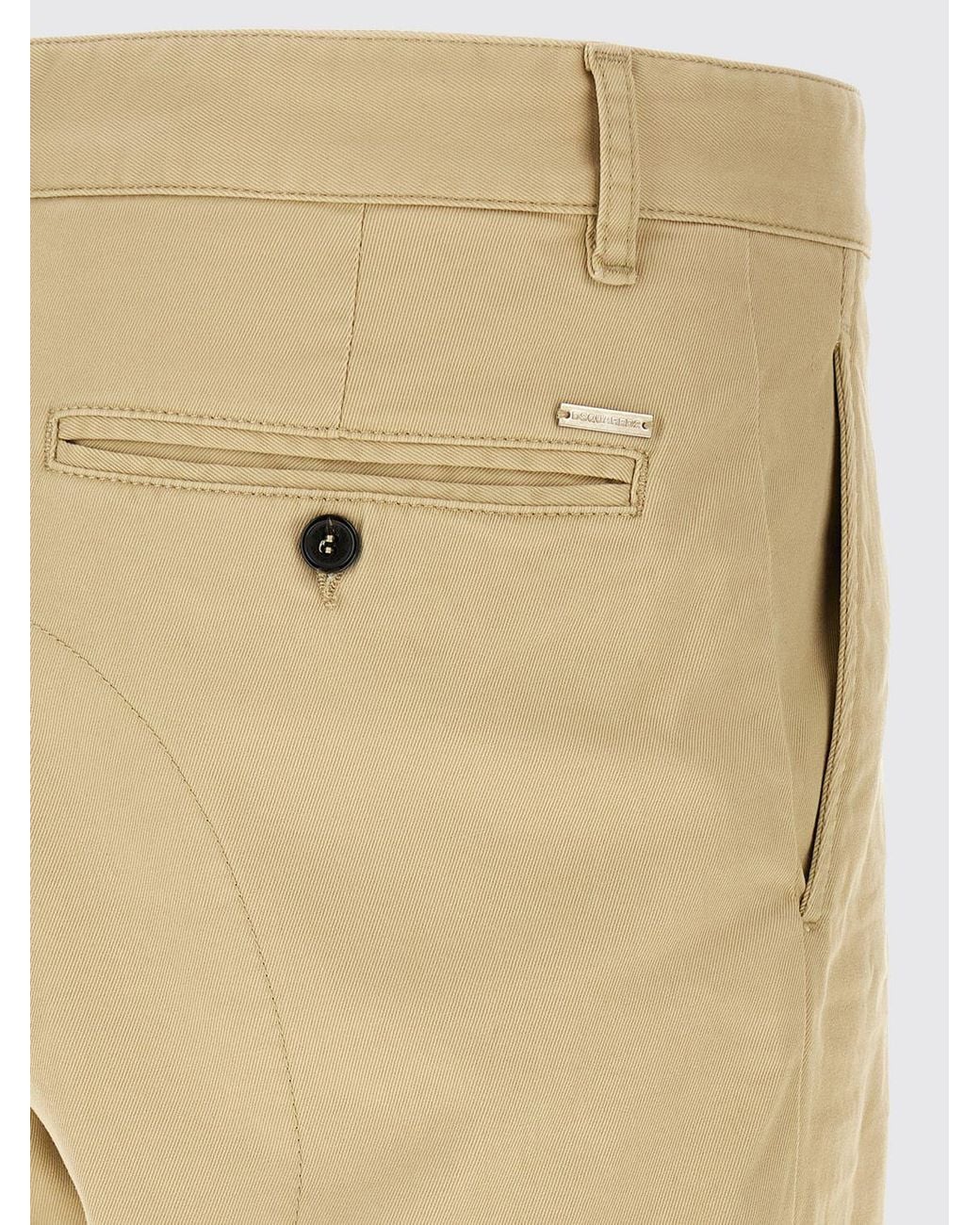 DSquared² Natural Slim Fit Stretch Cotton Chino Trousers With Mid-Rise Waist for men