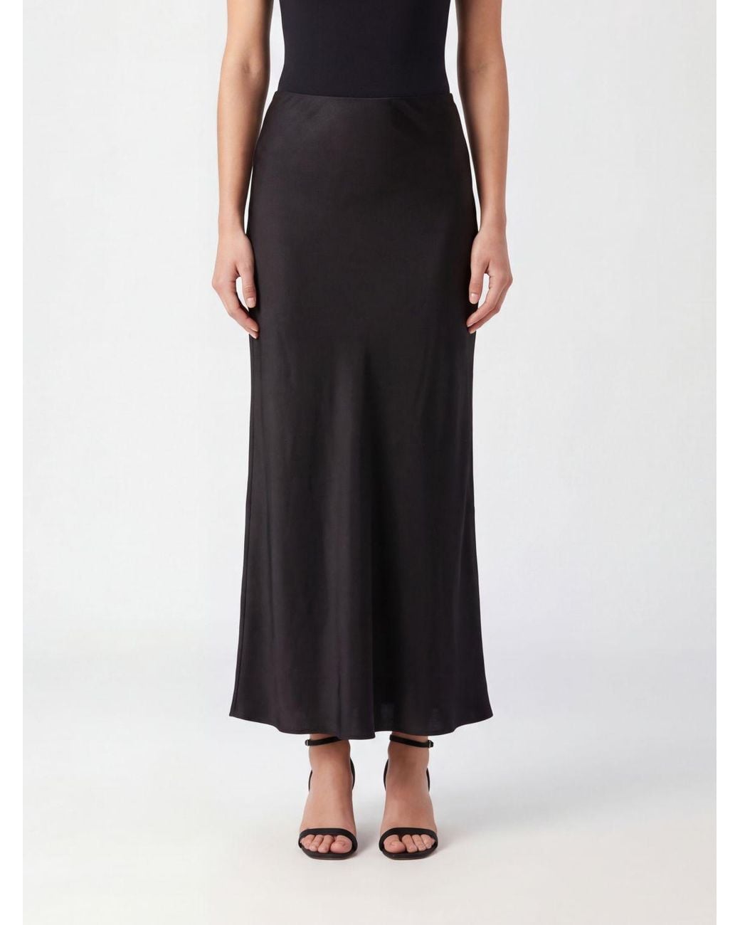 Ralph Lauren Black Recycled Polyester Satin Long Pencil Skirt