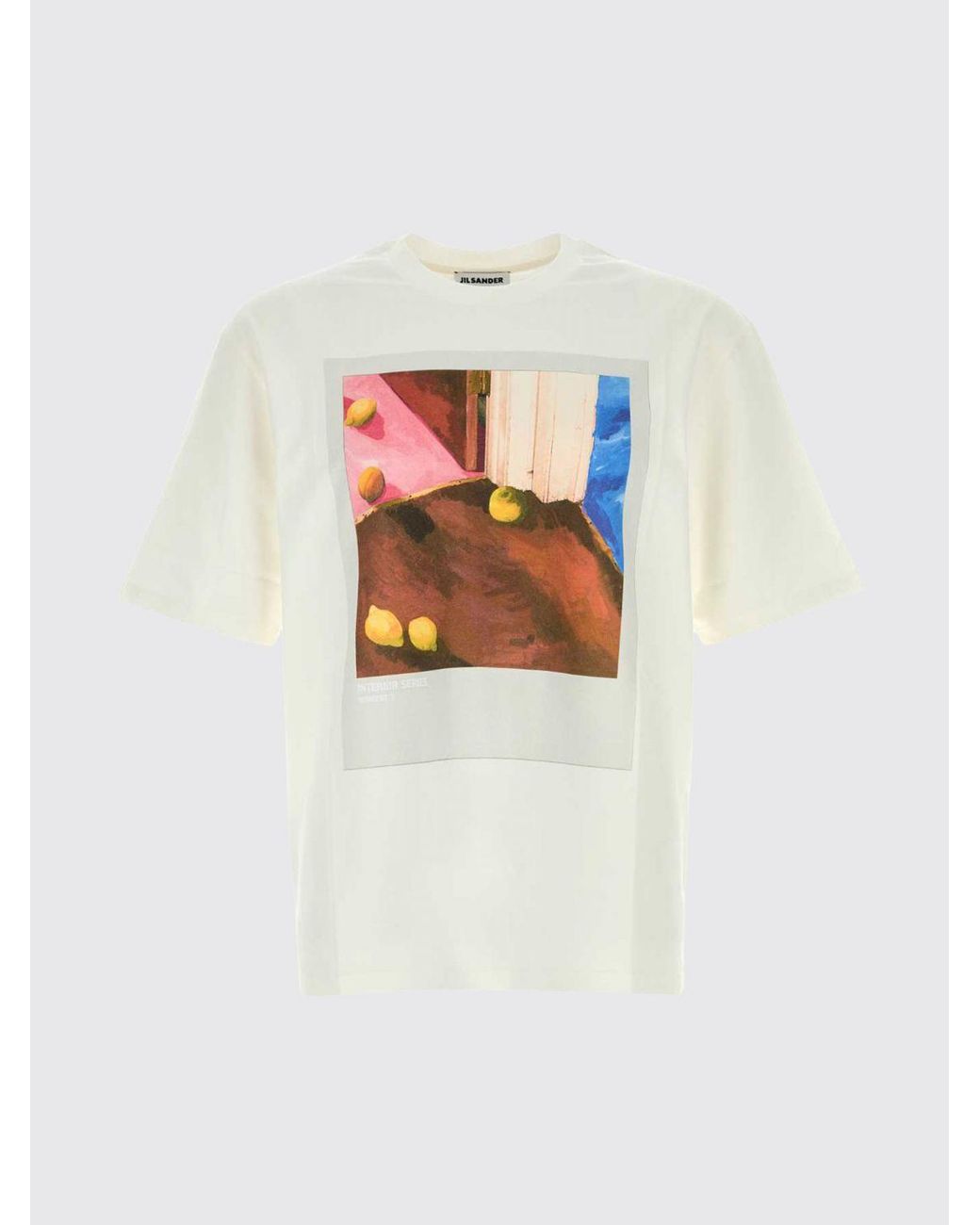 Jil Sander White Cotton T-Shirt With Back Graphic Print for men