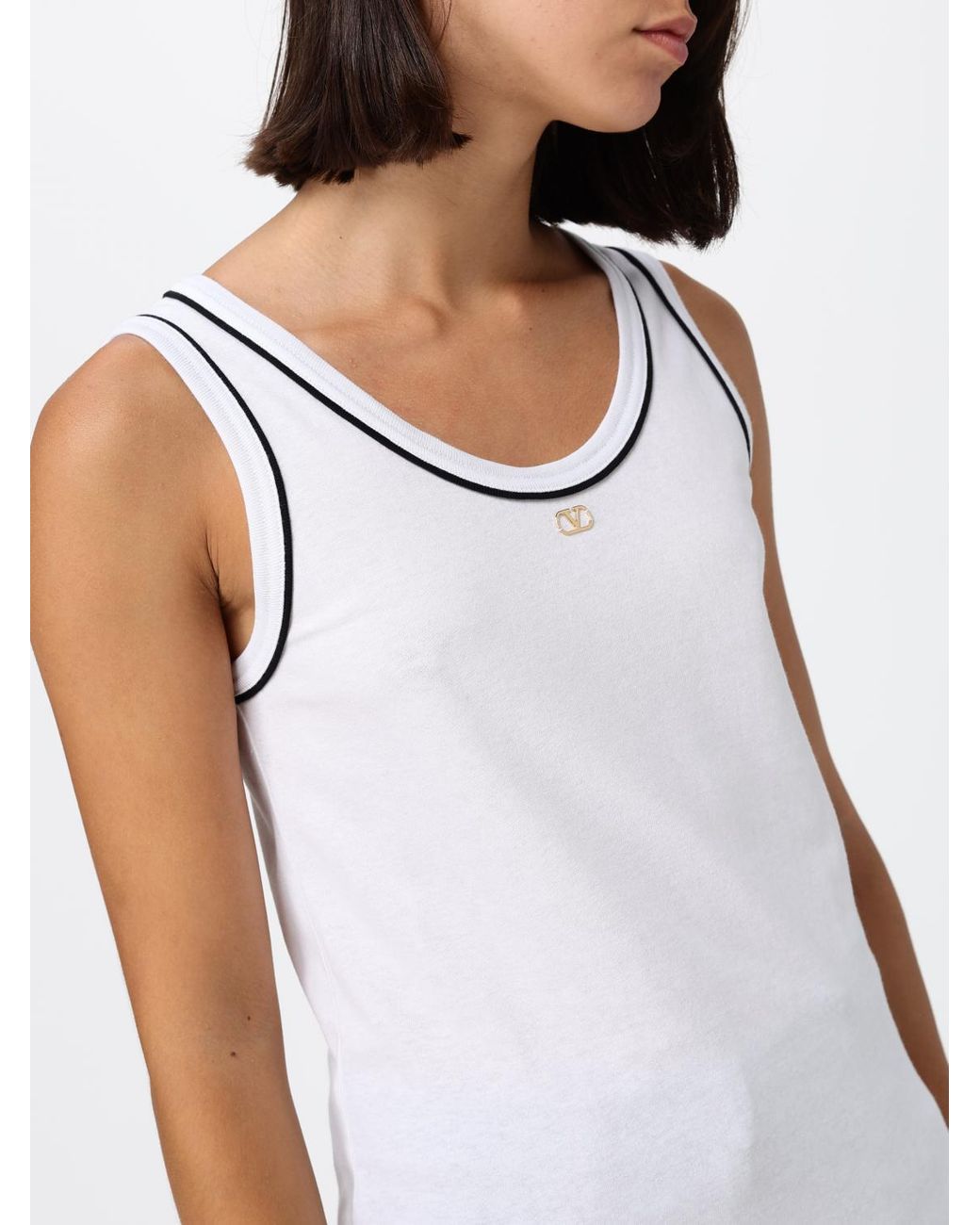 Valentino Garavani White Vlogo Signature Slim Fit Cotton Tank Top