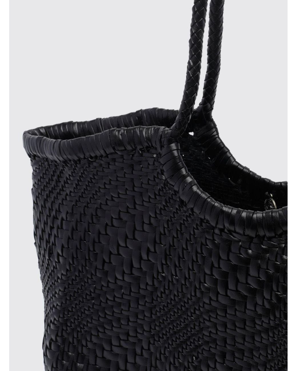 Dragon Diffusion Black Nantucket Woven Leather Tote Bag With Double Handle