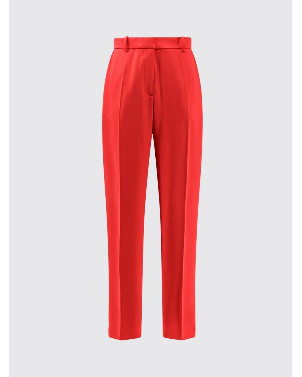 Elisabetta Franchi Red Mid-Rise Slim Fit Skinny Crêpe Trousers