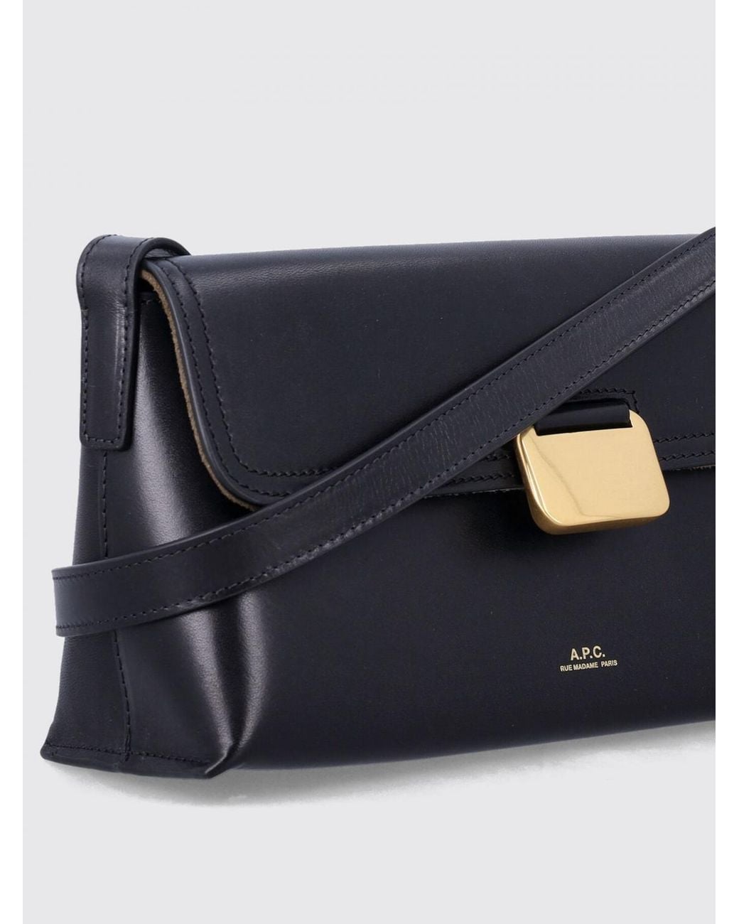 A.P.C. Blue Simone Smooth Cowhide Leather Shoulder Bag With Laminated Logo