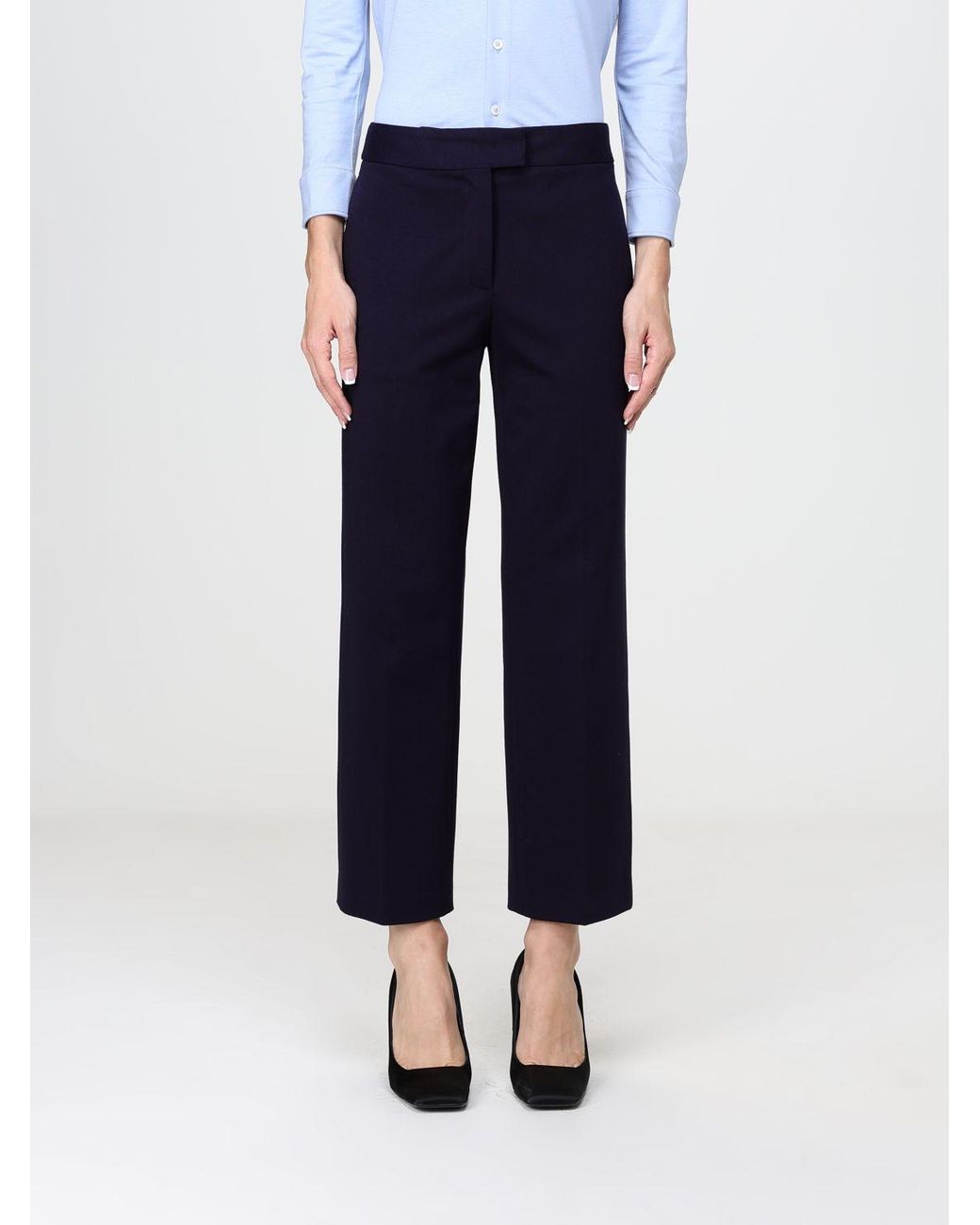 Liviana Conti Blue Jeremy Wide-Leg Crêpe Cropped Trousers
