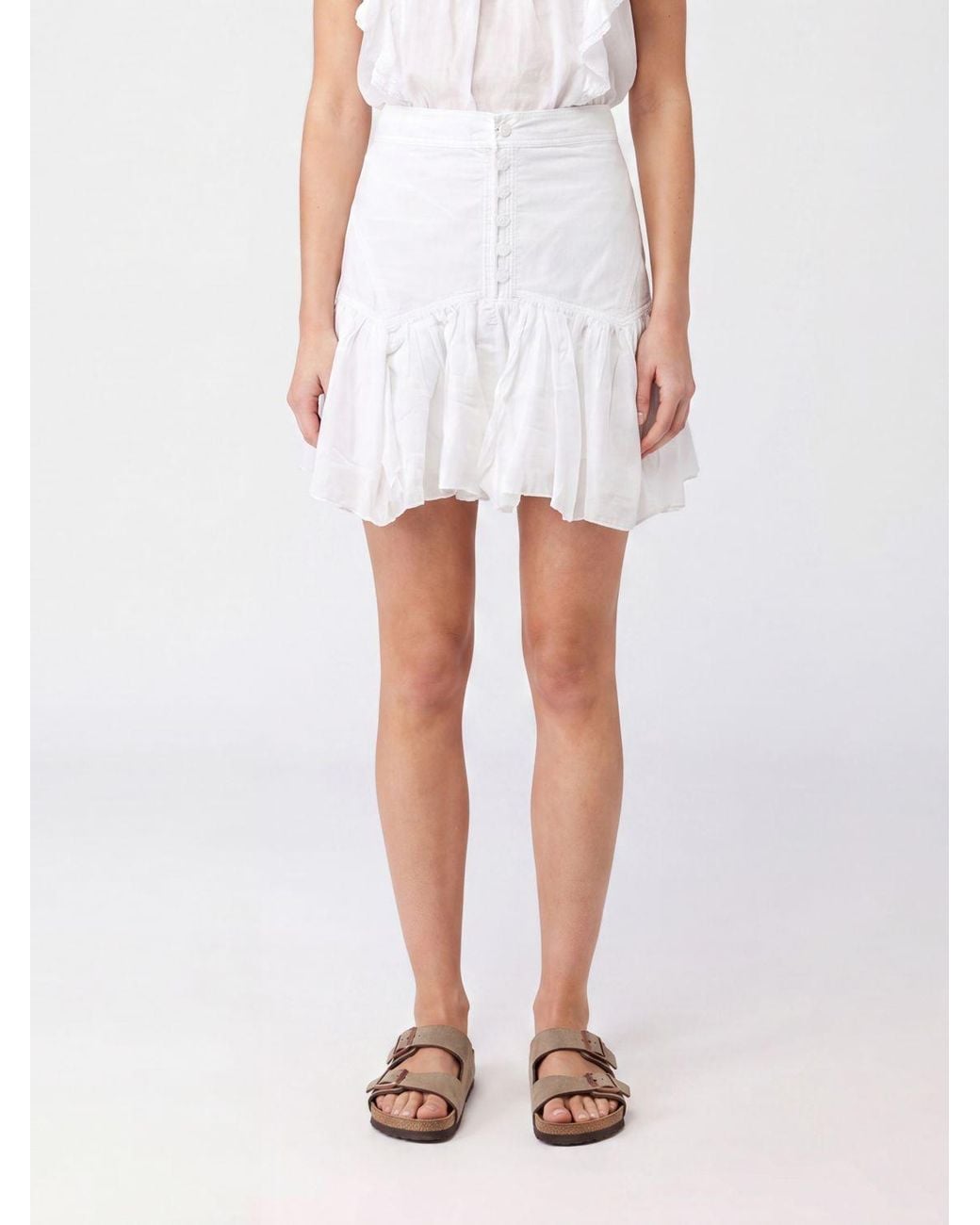 Isabel Marant White Daneen High-Waisted Cotton A-Line Mini Skirt