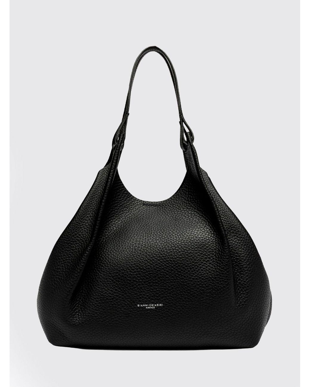 Gianni Chiarini Black Dua Grained Calfskin Leather Shoulder Bag