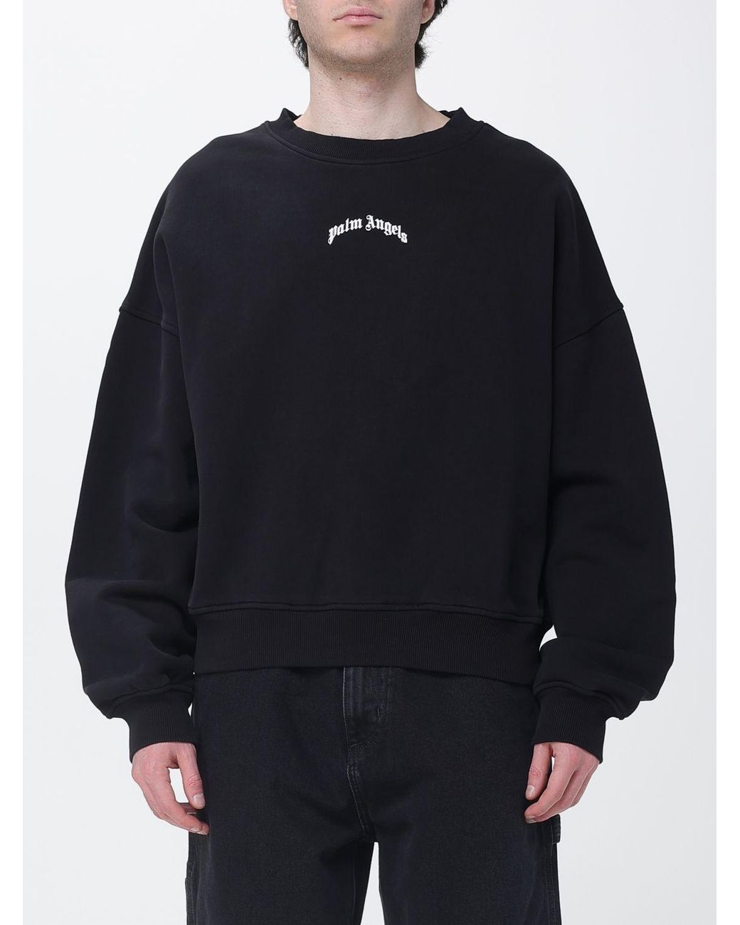 Palm Angels Blue Cotton Sweatshirt With Logo Print for men