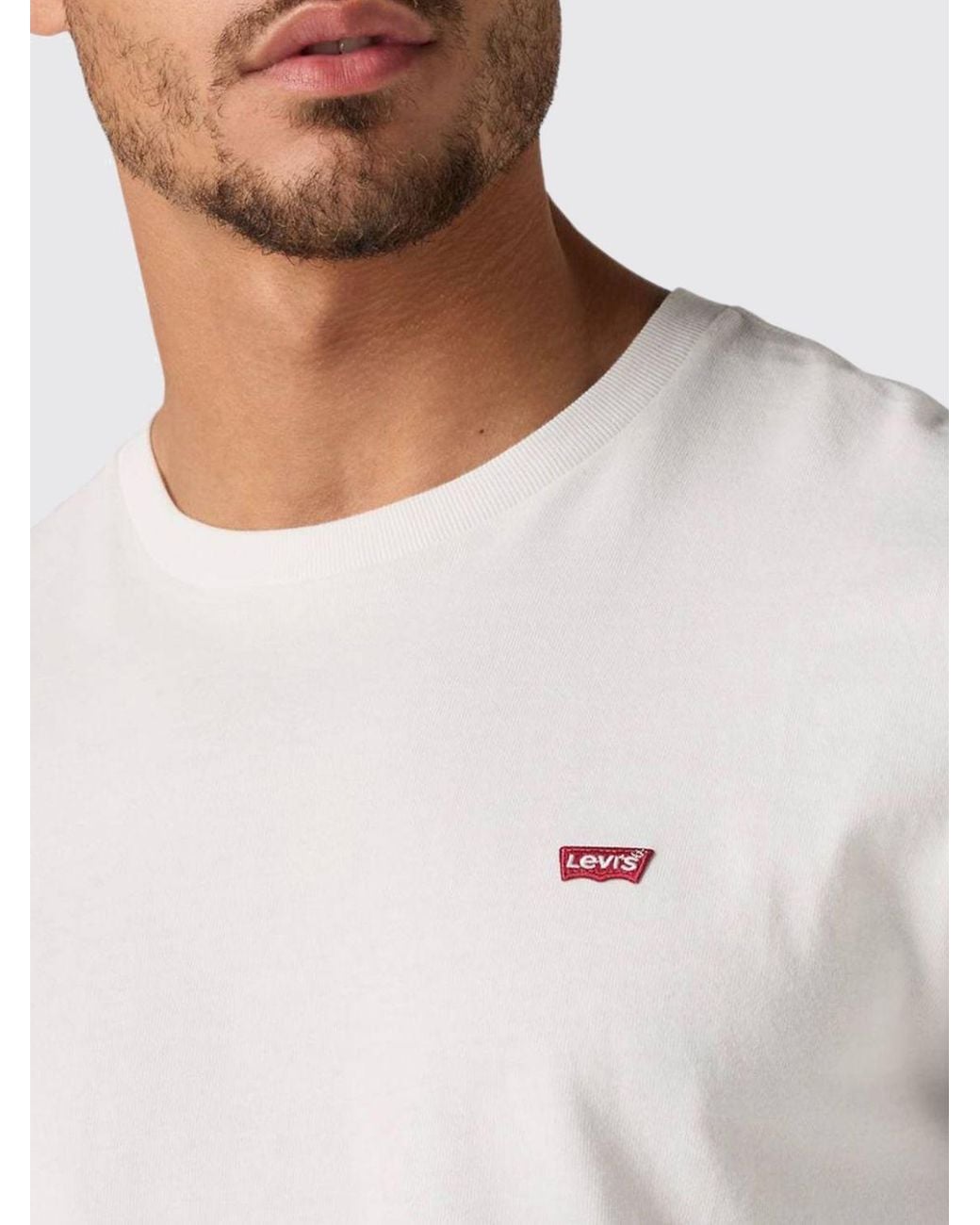 Levi's White Long-Sleeved Cotton T-Shirt With Contrast Logo for men