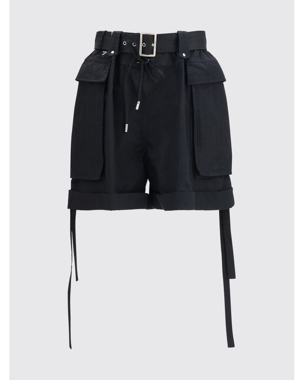 McQueen Black Cotton Cargo Shorts