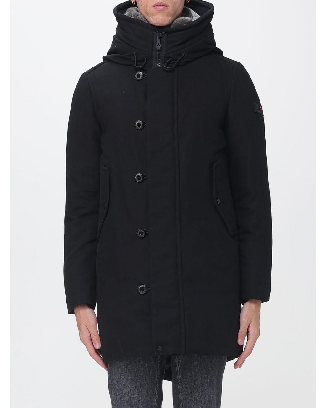 Peuterey Blue Kasa Ki Water-Repellent Knee-Length Parka With Fur Collar for men